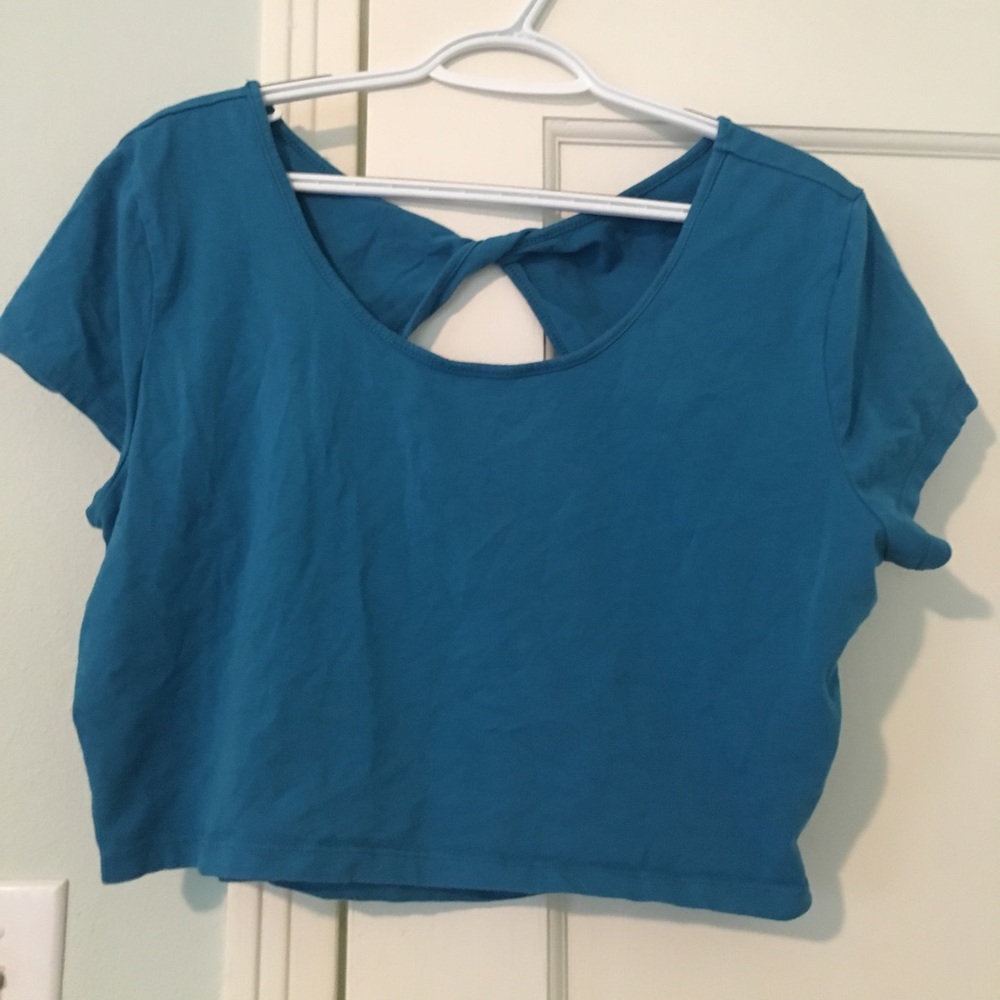 Blue crop top w/back cutout